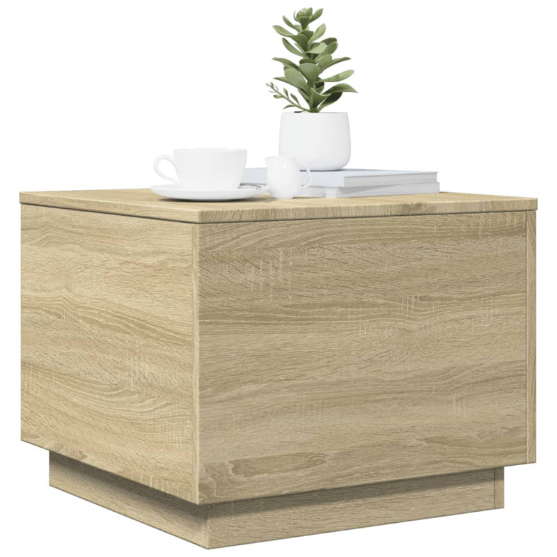 Coffee Table With LED Lights 19.7"X19.7"X15.7", Sonoma Oak