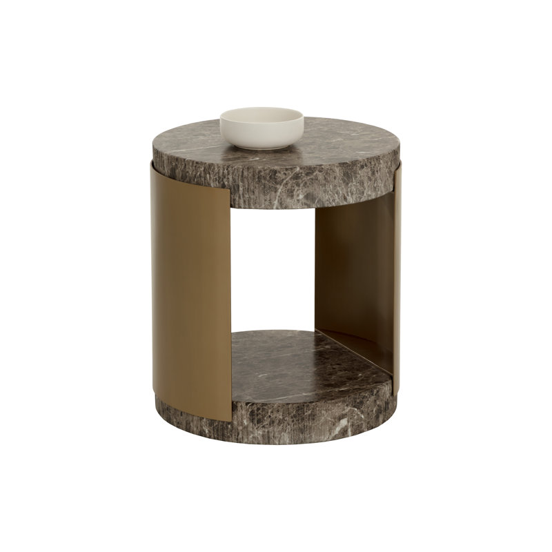 CAVETTE COFFEE TABLE - MARBLE LOOK - DARK EMPERADOR, 21" H x 19" W x 19" D