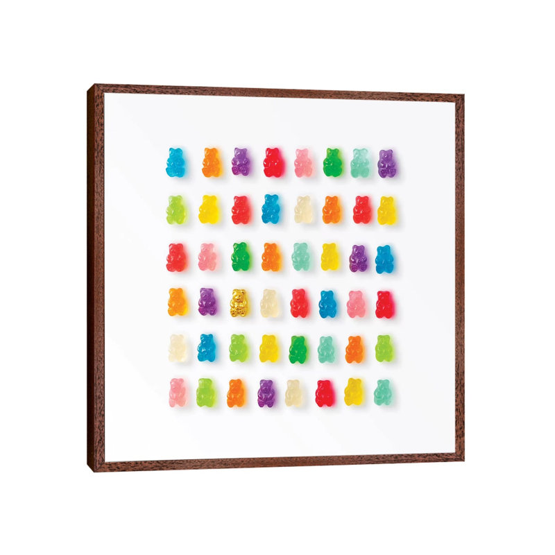 Rainbow Bears by Erin Summer - Print on Canvas, Classic Brown Wood Framed Canvas, 66.04 cm H x 66.04 cm W