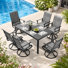 7-piece Outdoor Dining Set, All Weather Wood-like Table And Swivel Chairs Set