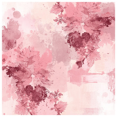 Édredon rose à motif floral abstrait