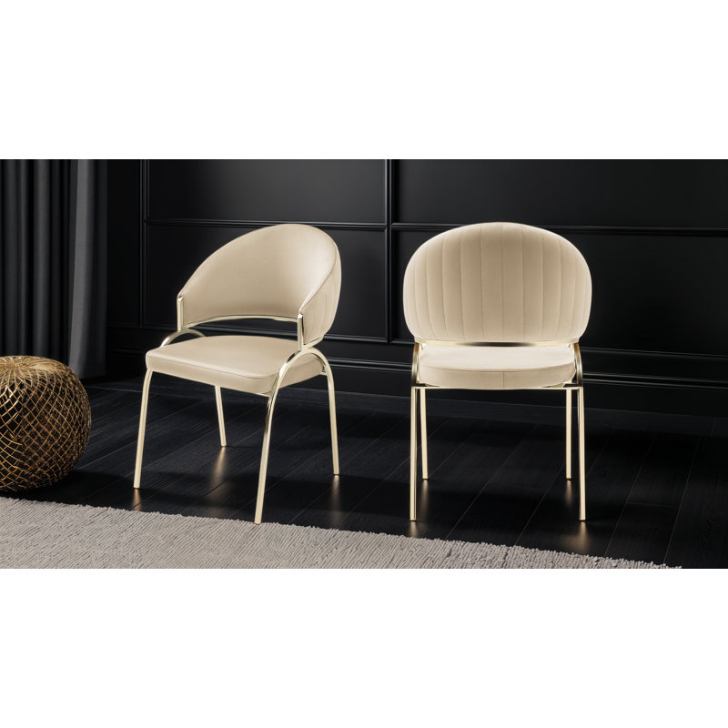 Chaise avec pieds Tehésha, Beige, Doré