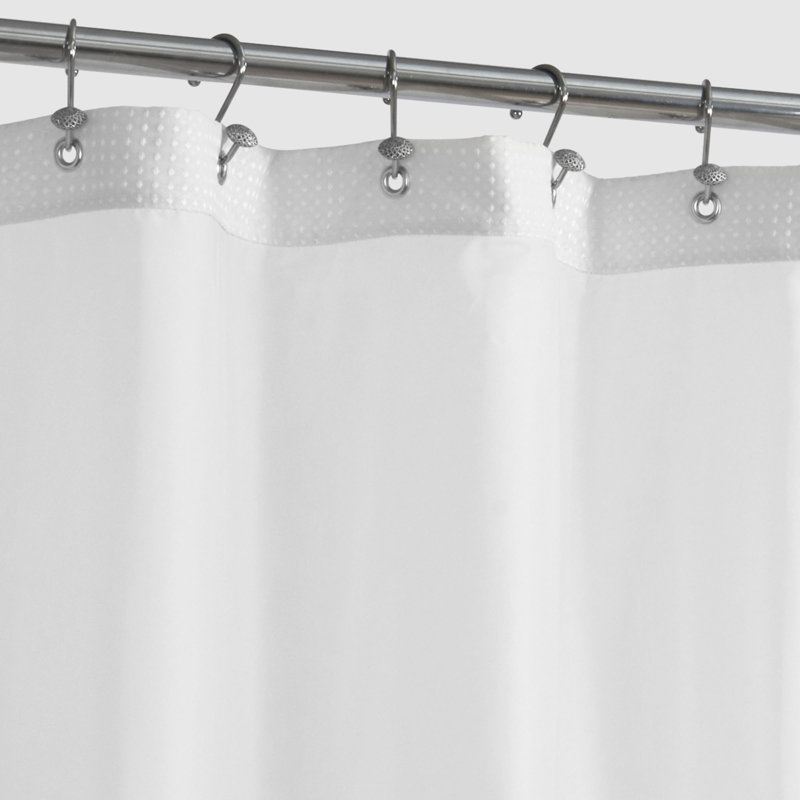 Rideau de douche Waffle Weave avec doublure à encliqueter, 12 crochets inclus, Blanc, H 78 po x l 54 po