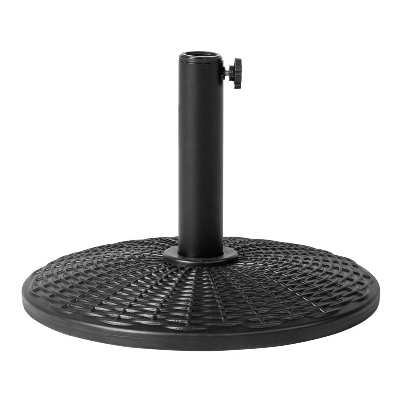 18 po Base de parasol ronde noire d'inspiration tissée