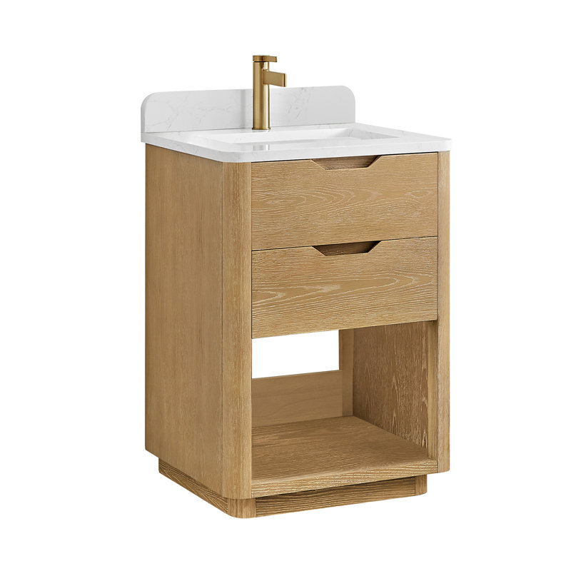 Ensemble de meuble-lavabo simple en marbre Kaiser, Gris cendré délavé