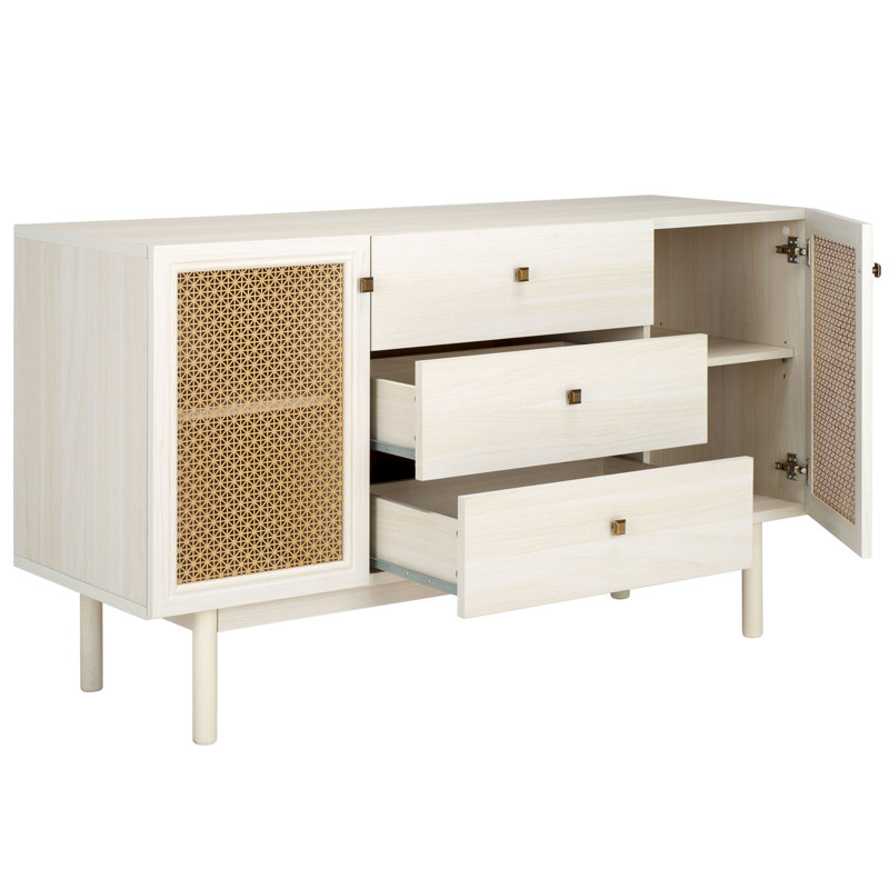 Ameiah Storage TV Stand, Bleached White
