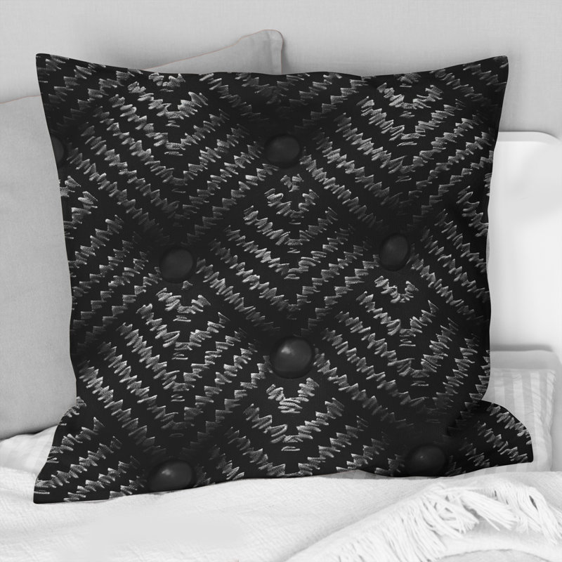 Coussin Black Houndstooth I - Mid-Century, H 16 po x l 16 po