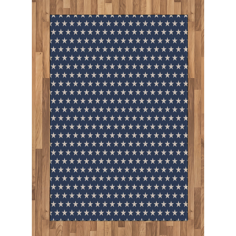 Tapis décoratif à fibres longues haute densité en polyester et coton à motif d'étoiles, Rectangle— 4 pi x 5 pi 8 po