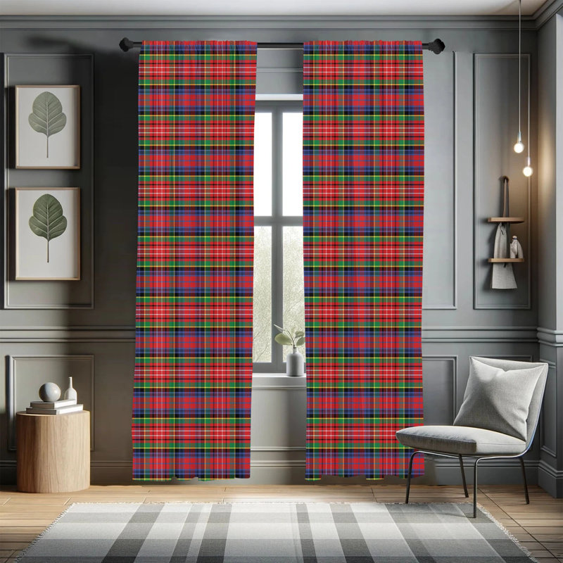 Plaid Semi-Sheer Rod Pocket Curtain Panels, 28" x 95"