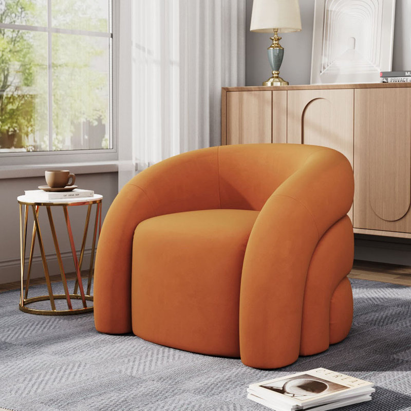 Bielka Accent Stool, Orange, Velvet