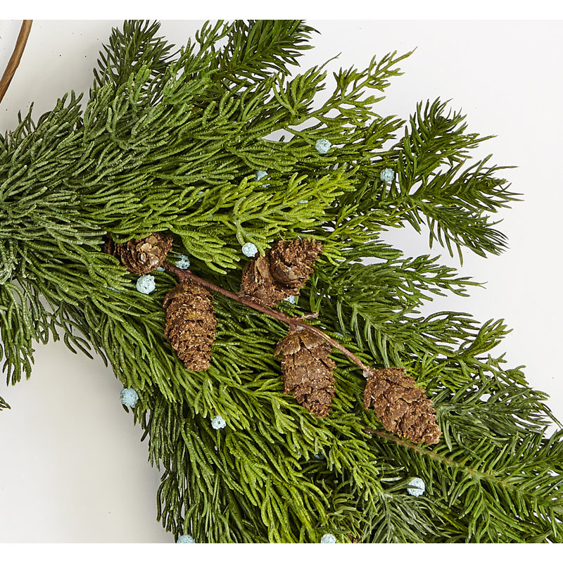 21" Faux Juniper with Seed Cone Swag