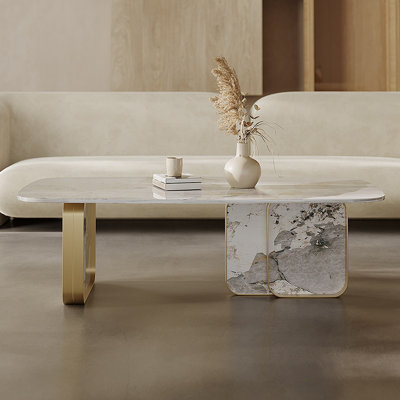 Table basse rectangulaire en pierre frittée