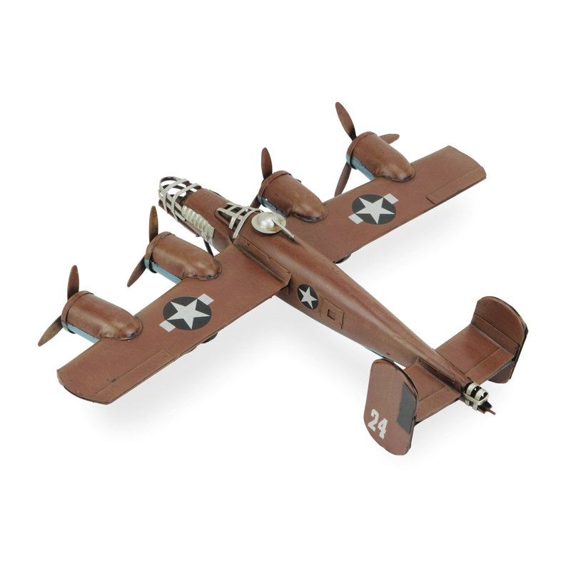 Maquette d'avion 3 "B-24" en métal peint à la main brun et argent 3 "B-24"