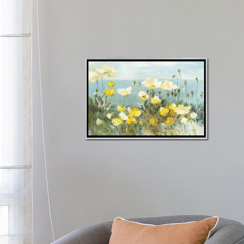 "Champ de coquelicots" par Danhui nai, reproduction d’art, H 18 po x l 26 po x P 1,5 po, Toile avec cadre argenté
