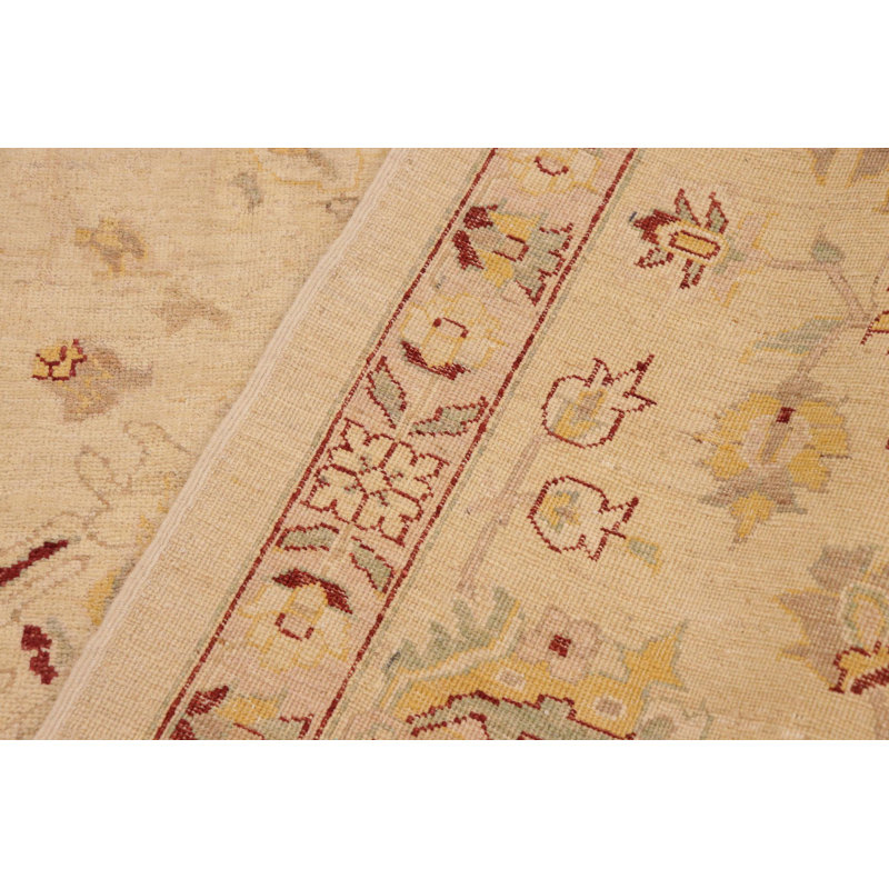 Tapis oriental brun clair en laine noué à la main 9 pi 1 po x 14 pi 9 po Dorr