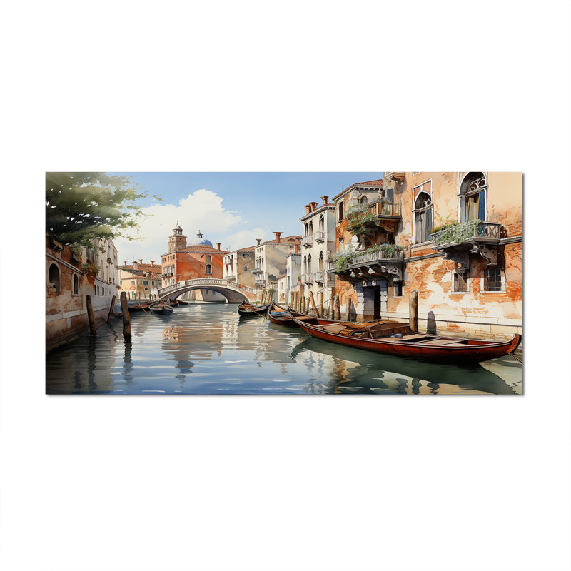 Italy Venetian Canals I On Canvas Print, Wrapped Canvas, 28" H x 60" W, No Frame