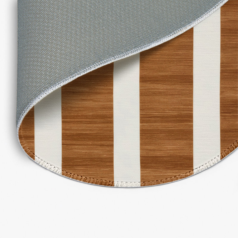 Tapis intérieur / extérieur gris HorizontalStripes, Rond 5 pi