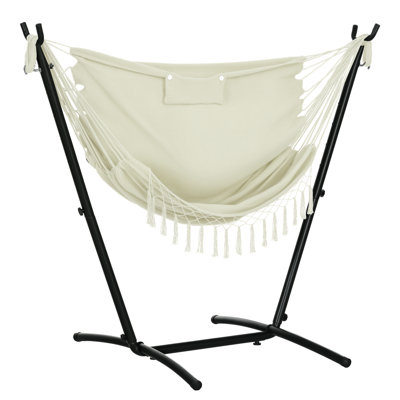 Hammock Chair w/ Stand, Hammock Swing w/ Side Pocket, Headrest