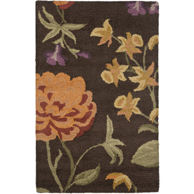 Emrick Hand Hooked Wool Floral Rug