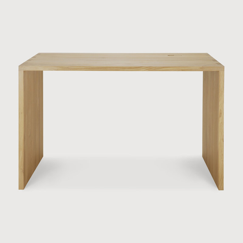 U Solid Wood Writing Desk, Oak, 30" H x 63" W x 31.5" D