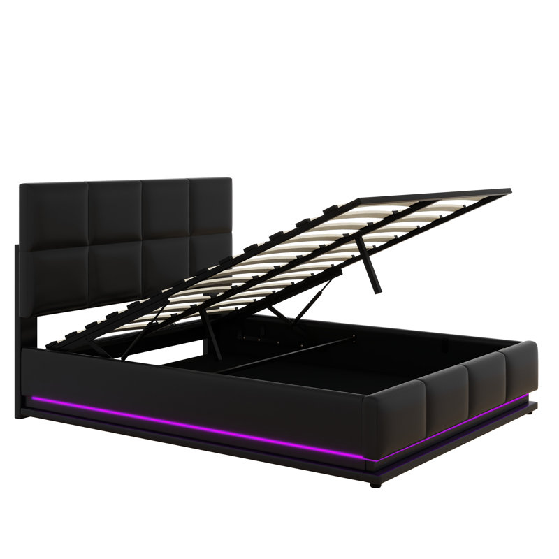 Deaundra Upholstered Platform Storage Bed, Black, Queen