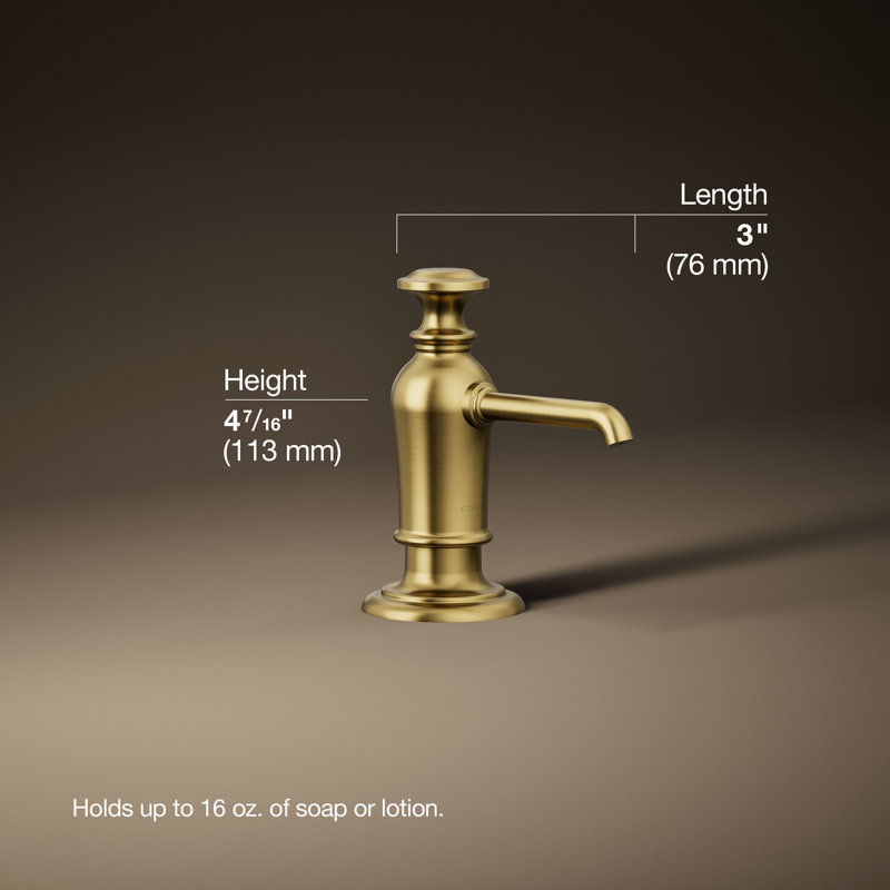 Artifacts Soap/Lotion Dispenser, Vibrant Brushed Moderne Brass