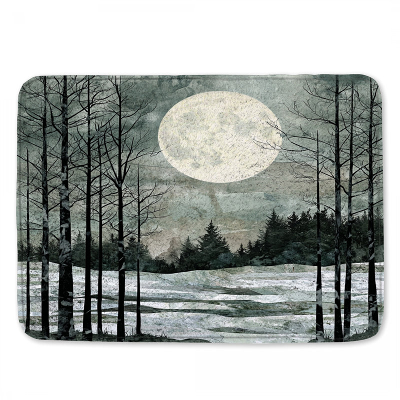 Full Moon Winter Landscape Bath Mat, 24in W x 17in L