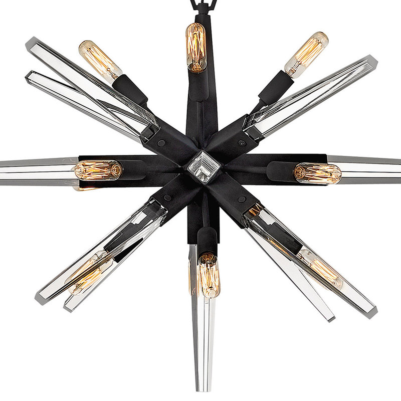 Ariel 12-Light Orb Starburst Chandelier w/ Crystal Spires, 20.25" H x 40" W x 26" D