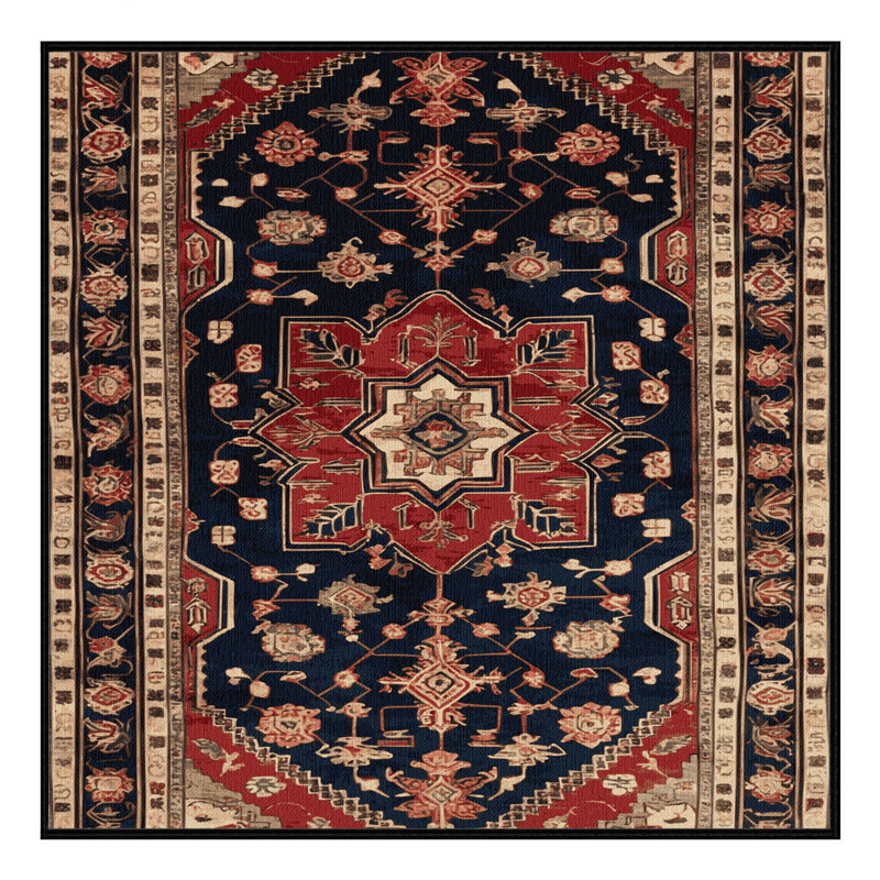 Machine Washable Turkish Brown Area Rug, Carré 5 pi