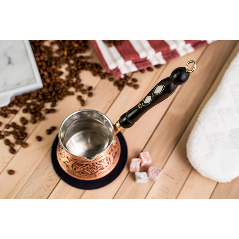 Handmade Hammered Copper Turkish Coffee Pot – Pure Solid Copper by ALFIQ, 7 cups