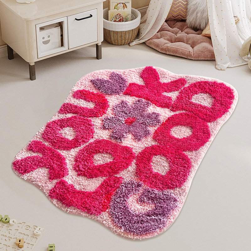 Tapis de bain rose « You Look Good », joli tapis de bain lavable 53 x 64 cm