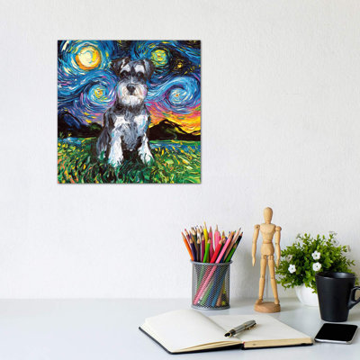 Schnauzer Night by Aja Trier - Wrapped Canvas Painting
