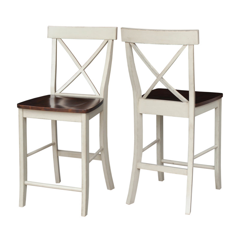 Tabouret de bar et de comptoir Guzik, Espresso, amande antique, Tabouret de comptoir (assise de 24 po de hauteur)