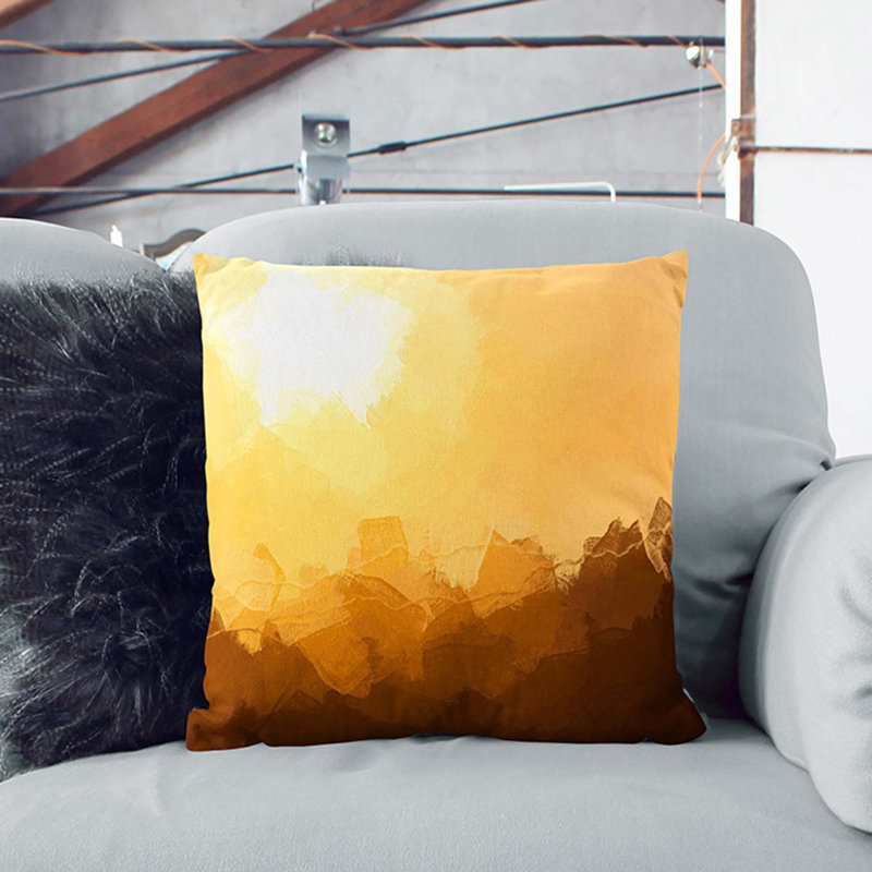 Mountain Layers Cushion with Filling, 40cm H x 40cm W x 15cm D, Stone