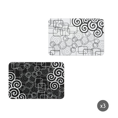 Magic Black Polypropylene Plastic Geometric Rectangle Placemat