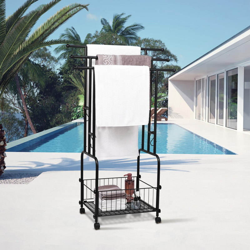 Porte-serviettes de salle de bain de 42 po de hauteur, porte-serviettes sur pied