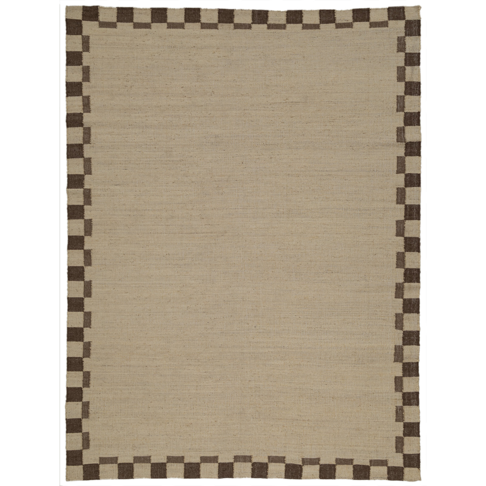 Heidi Checkered Flatweave Jute Rug, Brown, 5'x8'