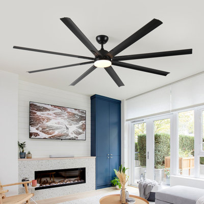 Très grand ventilateur de plafond noir 84 po avec télécommande