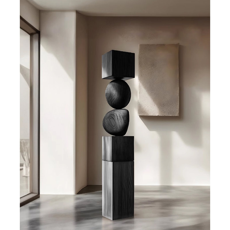 66.93" Wood Decorative Objects, Black