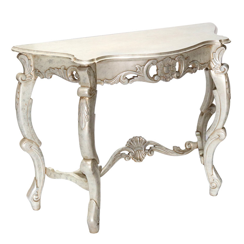 Console en bois massif 40,5 po Atakan, Blanc antique