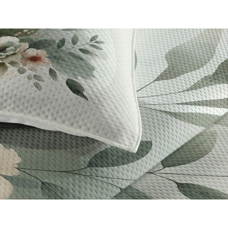 Polyester Floral Coverlet, King Coverlet + 2 Standard Shams