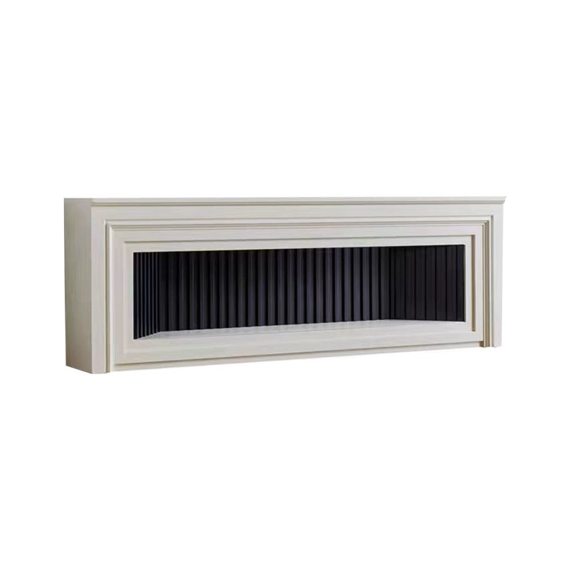 Beige Manufactured Wood TV Cabinet Fireplace, 27.56" H x 78.74" W x 11.81" D