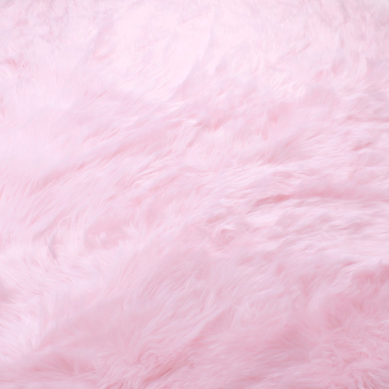 Pink Faux Fur Shag Washable Area Rug, Round 5'