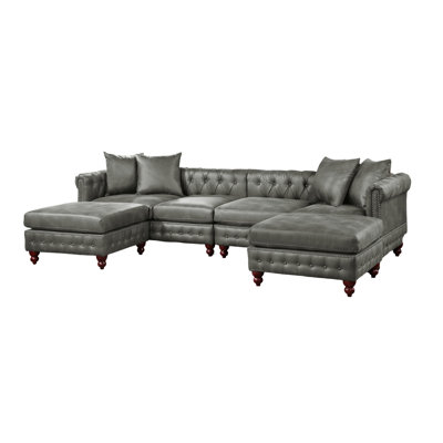 Canapé modulaire 4 pièces gris ardoise avec méridienne réversible