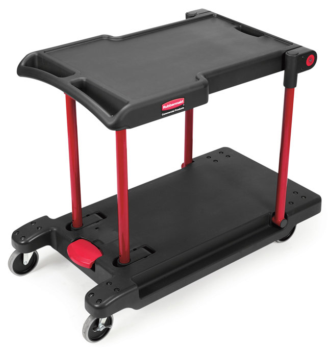 Black and Red Convertible Mobile Utility Cart with 2 Shelves