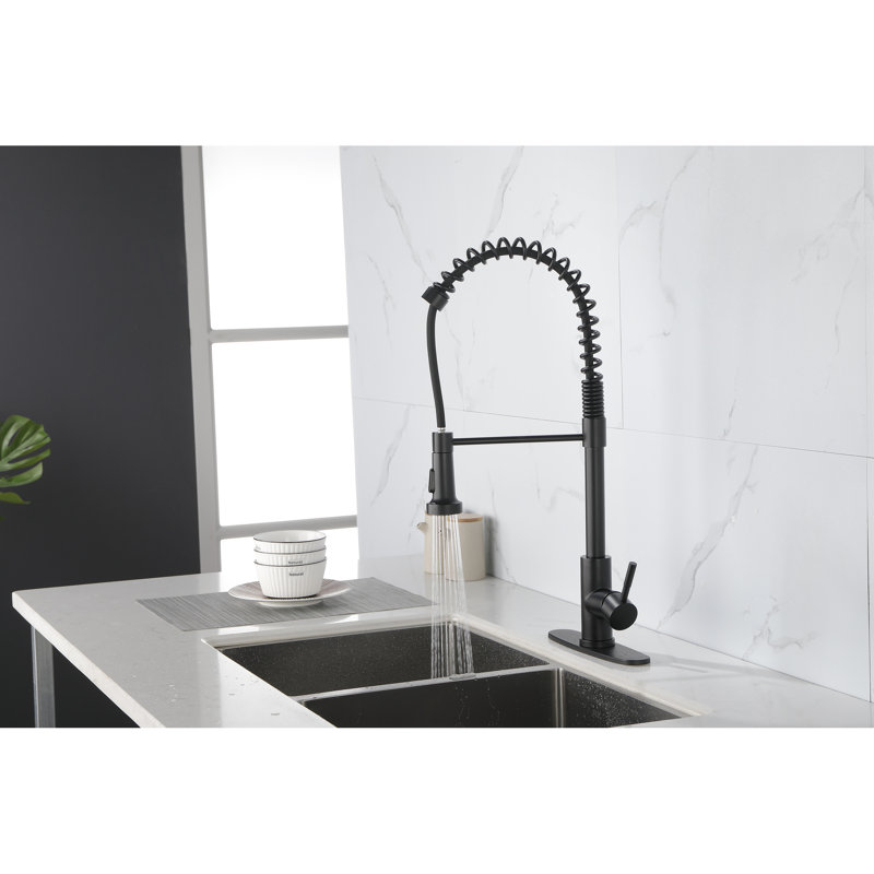Pull-Out Spray Kitchen Sink Faucet - Stainless Steel, Matte Black, Dirt, Single Handle, Water Control With Head , 360 Rotation
