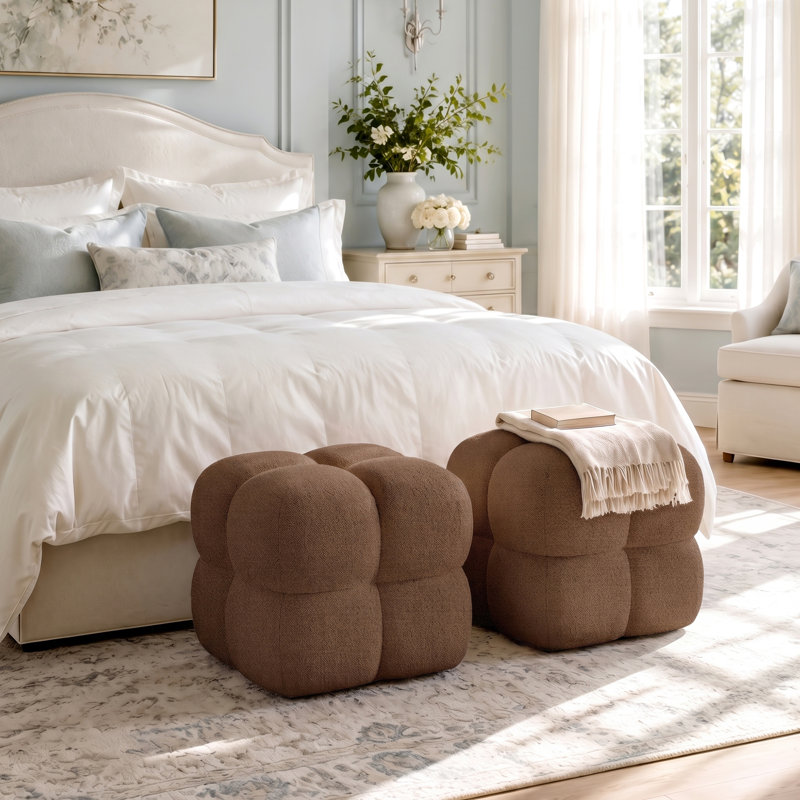 Hendina Upholstered Ottoman, Brown Teddy/Boucle