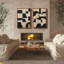 Abstrait noir et blanc, formes géométriques, art moderne, salon, 2 pièces, impression encadrée-623906536-623906539