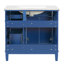 Armoire de salle de bain moderne bleue 36 "avec lavabo en céramique, fonction de fermeture en douceur réglable, quatre tiroirs pour divers articles, cadre et finition 36 4