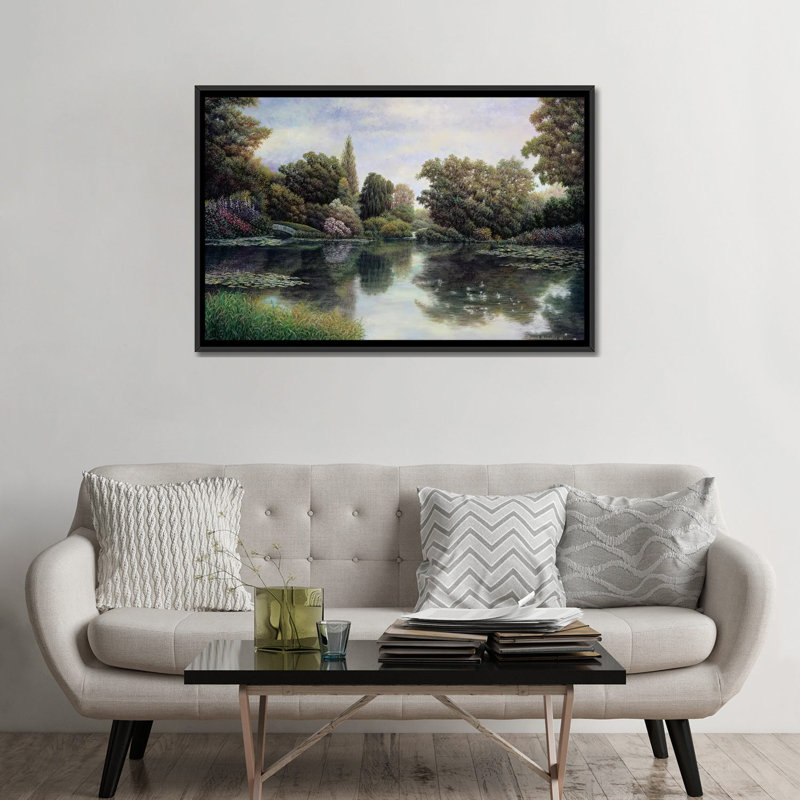 «Tranquil Waters», reproduction sur toile, Toile encadrée noire, Pas de tapis, H 32 po x l 48 po x P 1,5 po